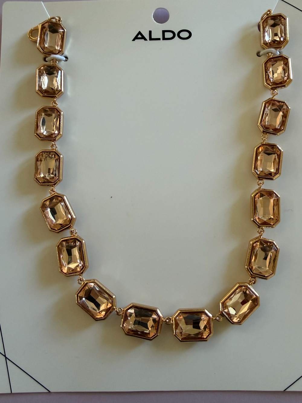16cm adjustable ALDO Gold-tone Necklace with Champagne Crystal Insets
